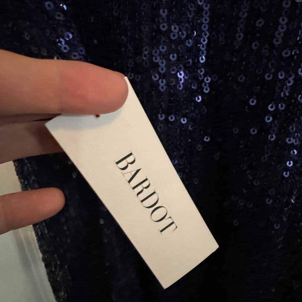 BARDOT NWT Knox Navy Sequined Midi Low Back Dress Size S - Picture 8 of 11